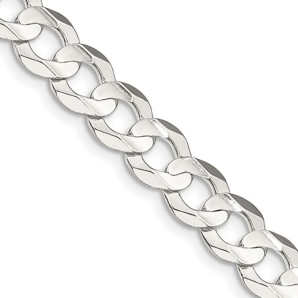 Kazi Luxury Sterling Silver 8mm Concave Beveled Curb Chain - Picture 1 of 4